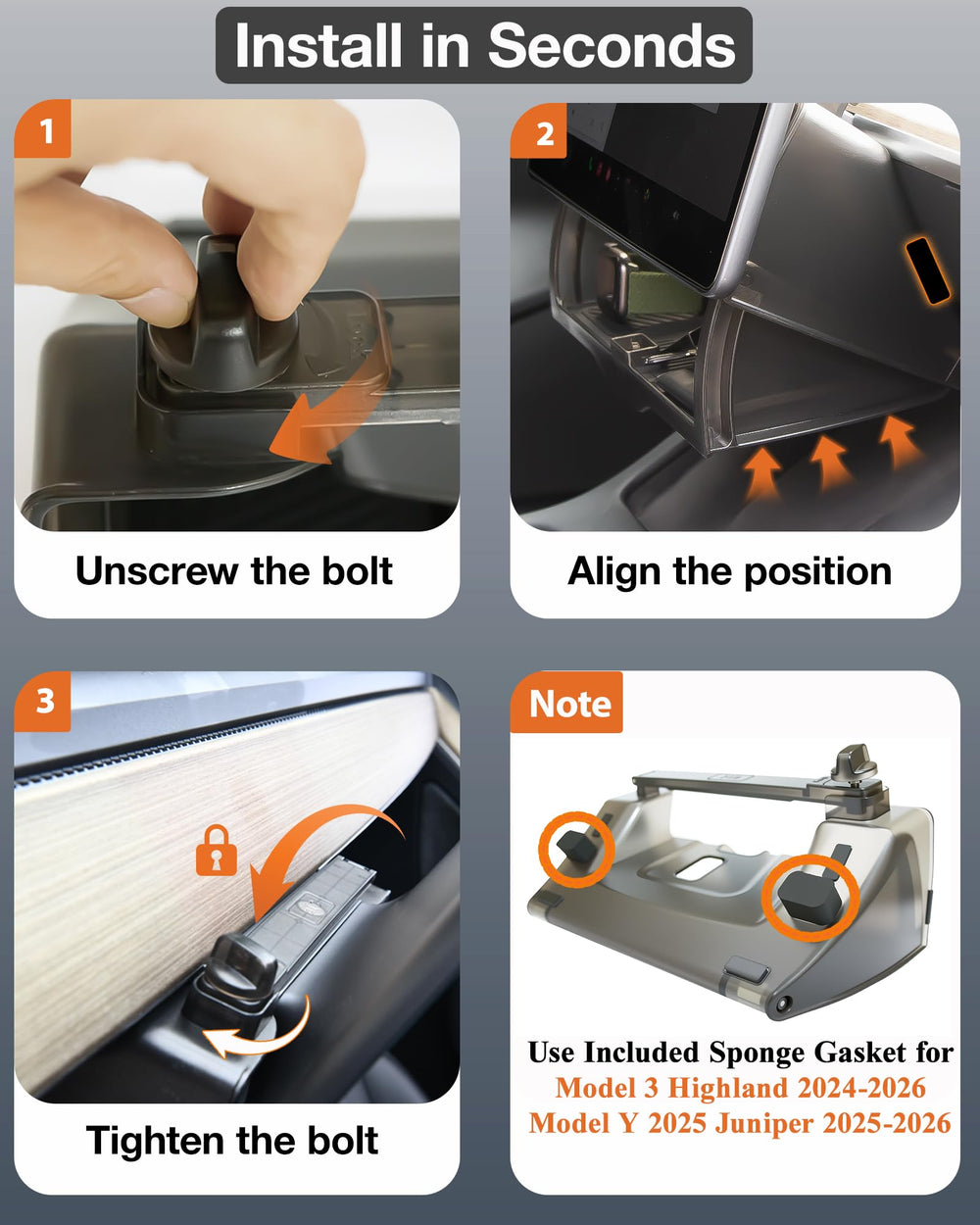 Heryvii Tesla under-screen storage keeps everyday essentials within reach