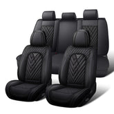 HESHS Bronco seat covers full set black front view for durable protection.