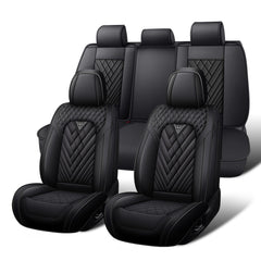 HESHS Bronco seat covers full set black front view for durable protection.