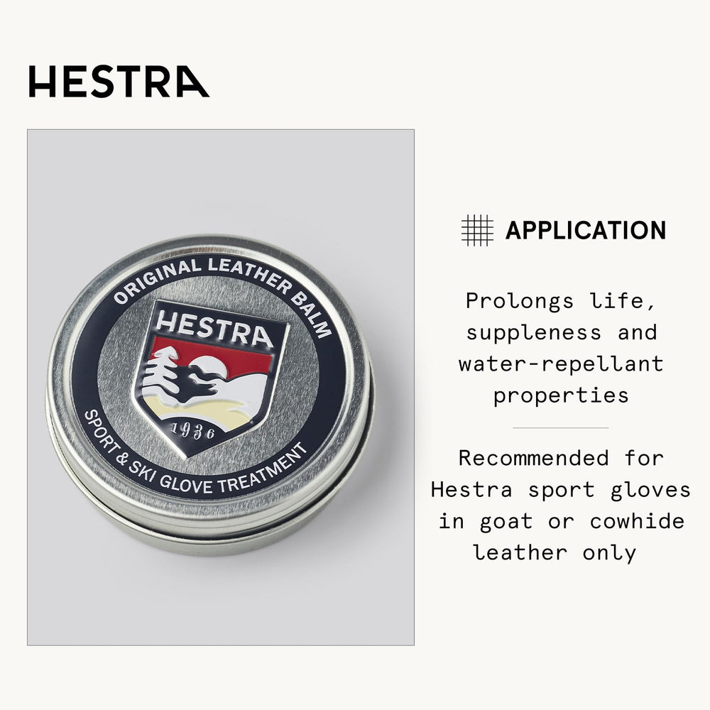 Hestra Leather Balm being applied to ski gloves for conditioning and protection