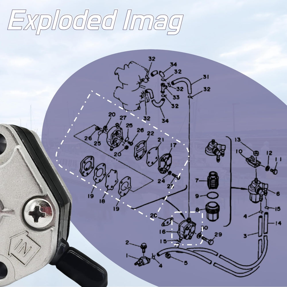 HeuroFosh fuel pump for Tohatsu 356040001M supports efficient fuel delivery at varying loads