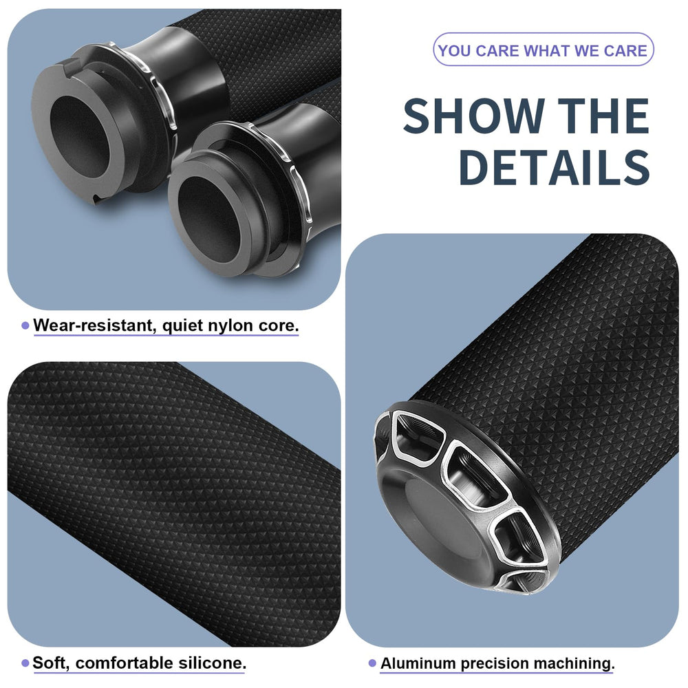 HEYOMOTOR handlebar grips non-slip texture demonstrates secure grip in wet weather.