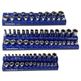 HGSKEO 3pc metric socket organizer set with blue holders for tidy sockets.