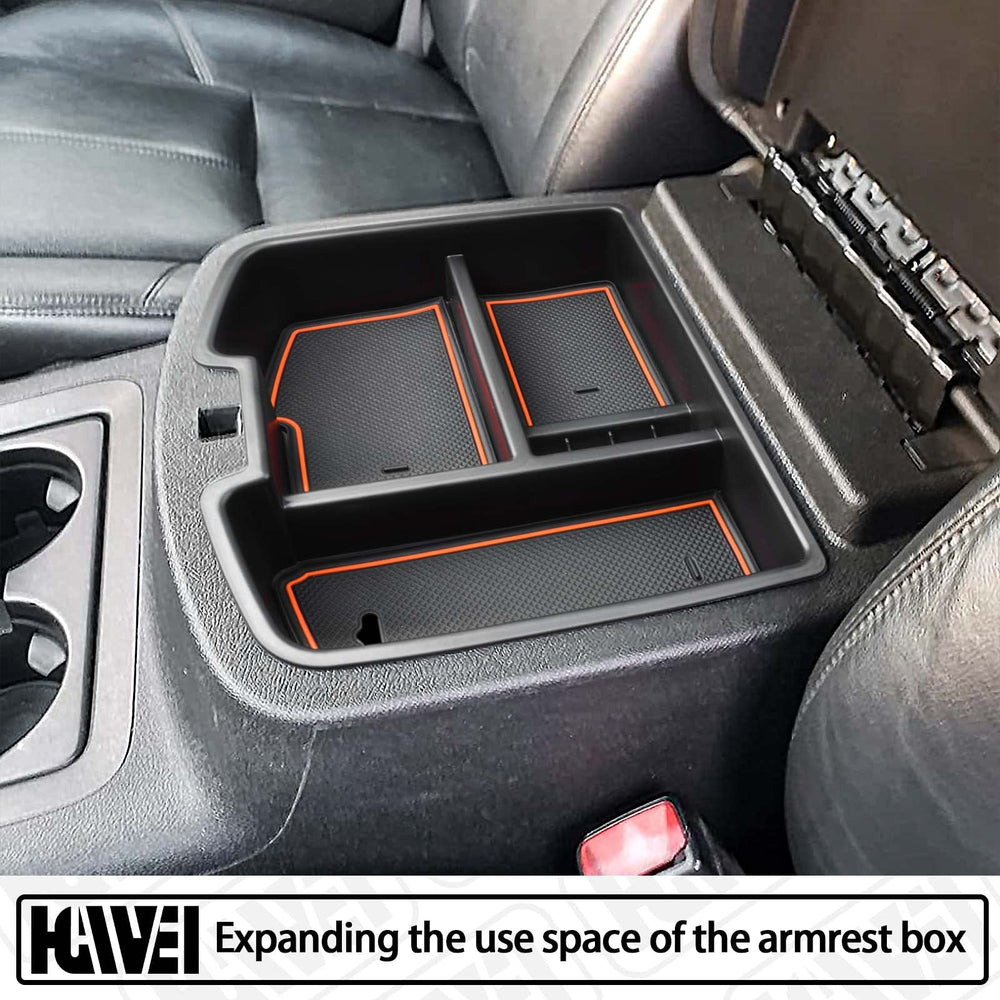 HGWEI in-car storage solution keeping phones, sunglasses, and wallets organized