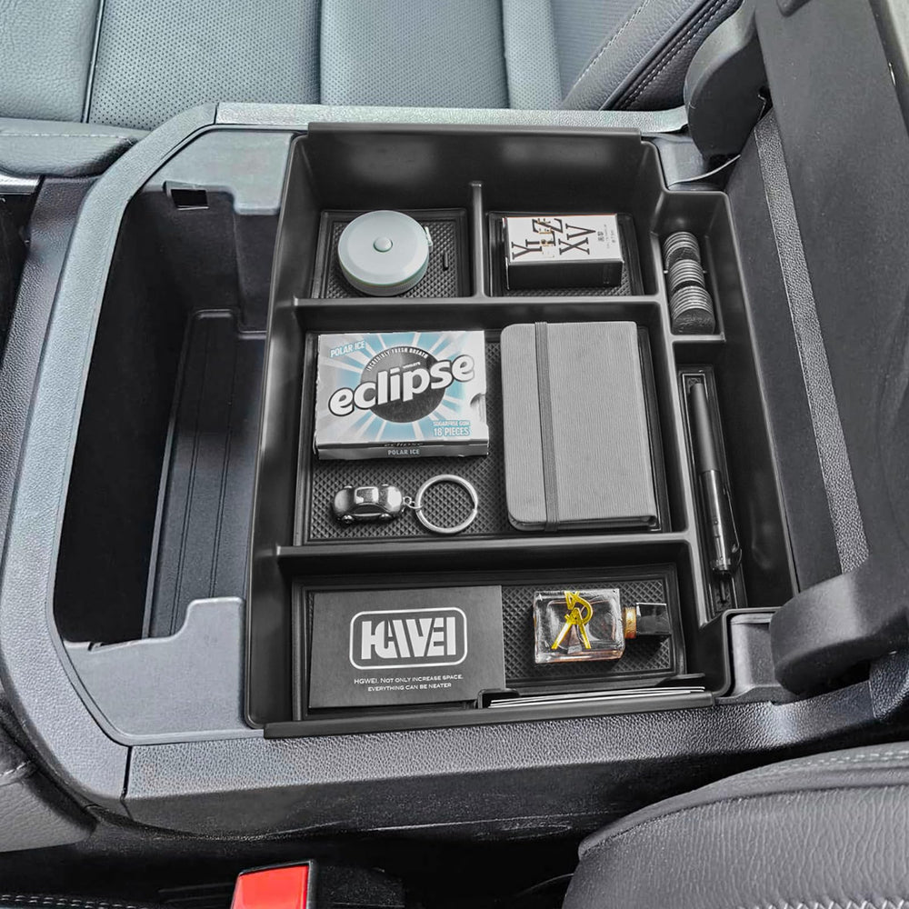 HGWEI power sliding console organizer fits GMC Yukon interiors and boosts storage.