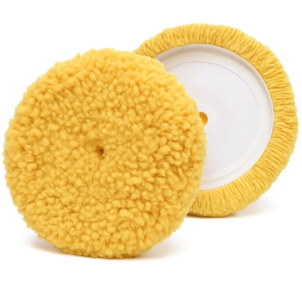HI-BUFF 7.5-inch wool polishing pad front view for fast swirl removal on paint
