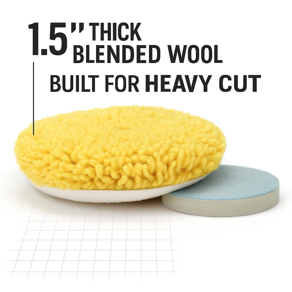 HI-BUFF 7.5-inch wool polishing pad gelcoat surface for marine gloss restoration