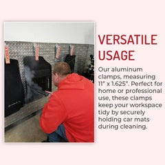 HI-TECH red clamps offer easy wall mounting for organized detailing stations