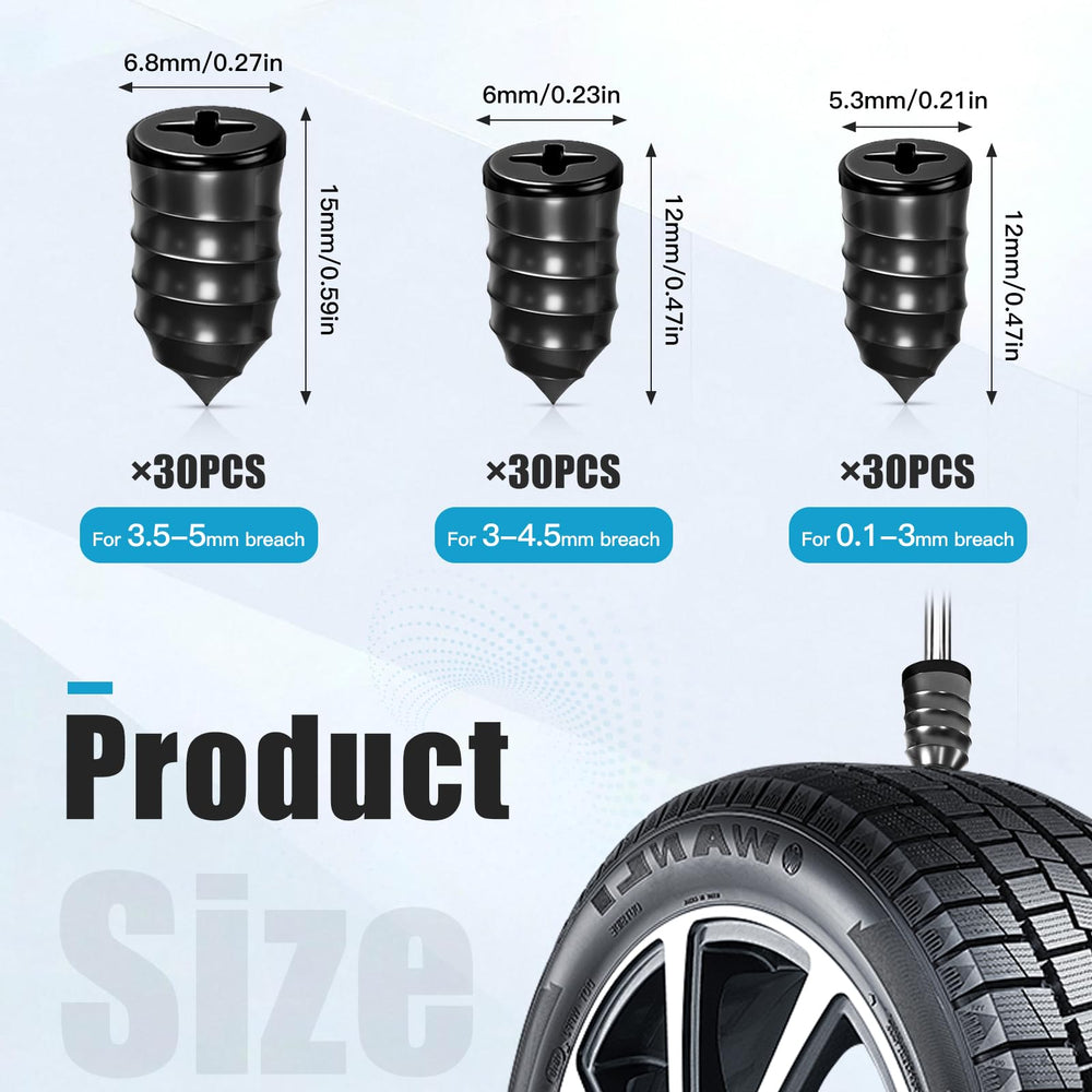 Hiber Sea kit with three screw sizes for precise puncture sealing.