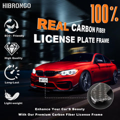 HIBRONGO 4-hole carbon fiber frame installed on a vehicle for a snug, secure fit.