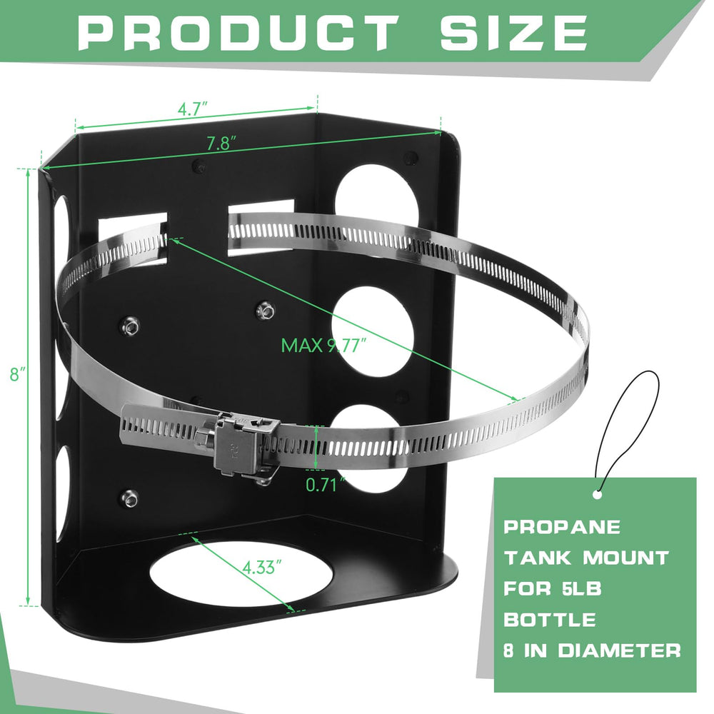 Hicarer propane tank holder with strap showing secure locking during transport