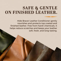 Hide-Bracer Leather Care on jacket and bag keeps textures vibrant.