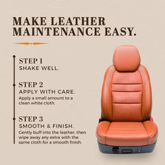 Hide-Bracer Leather Cleaner applying with cloth on leather surface for thorough cleaning and conditioning.