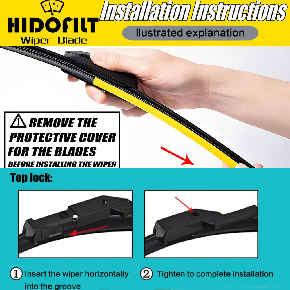 HIDOFILT top-lock wipers for Model Y ensure secure fit on highway speeds.