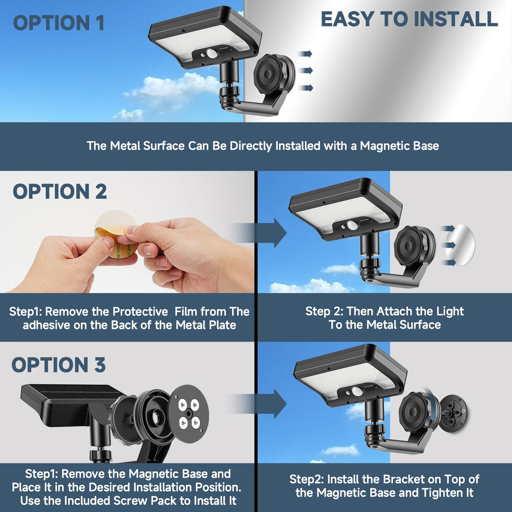 Hifor magnetic solar light motion sensor activates on approach.