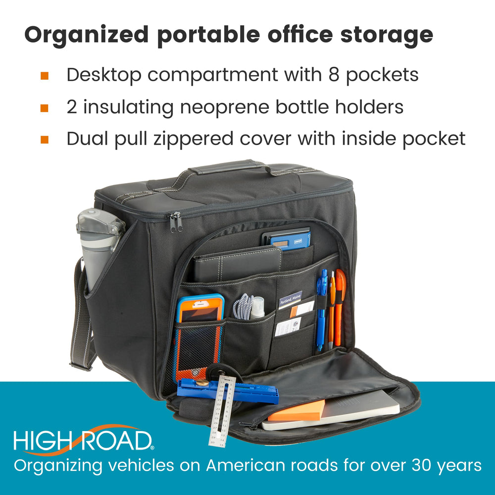 High Road Car Office Organizer with 13 inch laptop sleeve and zip mesh compartment