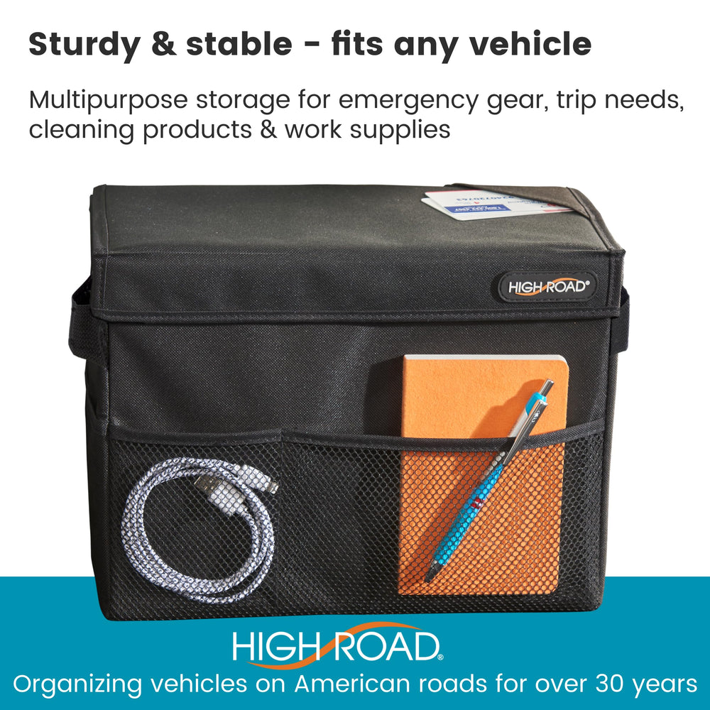 High Road Carganizer inner compartment organizes tablets, cords, and tissues within reach.