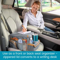 High Road CarHop six-pocket storage keeps toys and snacks organized in the car.