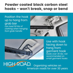 High Road end hooks rotate for versatile attachment in any vehicle