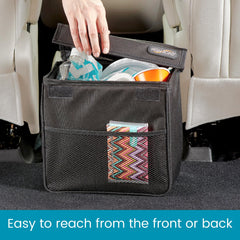 High Road TrashStand front pocket stores tissues and wipes within reach.