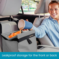 Adjustable headrest strap suitable for front or back seat access.