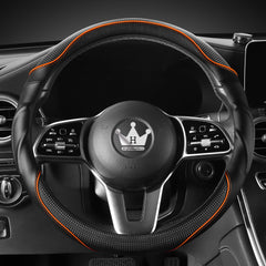 HighnessHwoo 3D grip steering cover orange for added comfort and control.