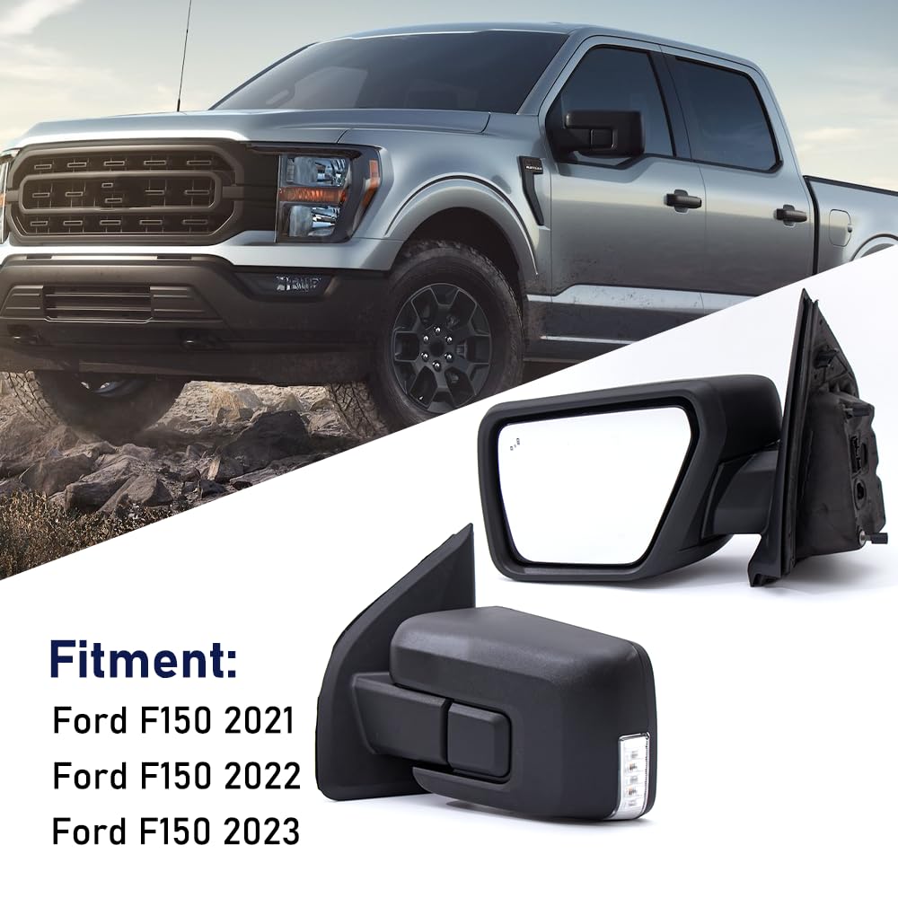 HIGHTO Ford F-150 manual-folding mirror for compact storage and quick adjustments.