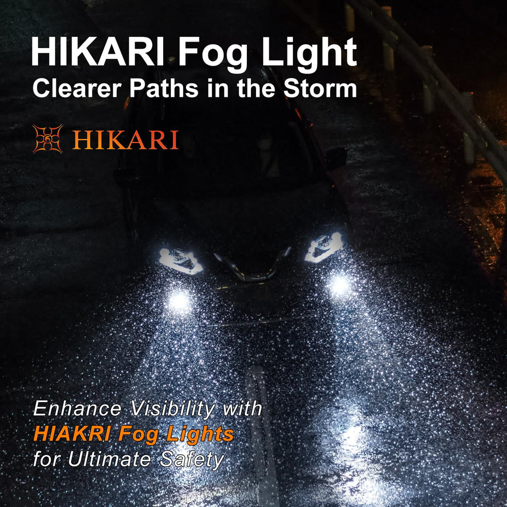 HIKARI WINGS H11 fog light bulbs plug-and-play installation included.