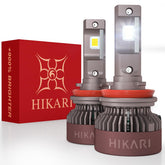 HIKARI WINGS H11 foglight front view showing bright pure white beam for foggy roads