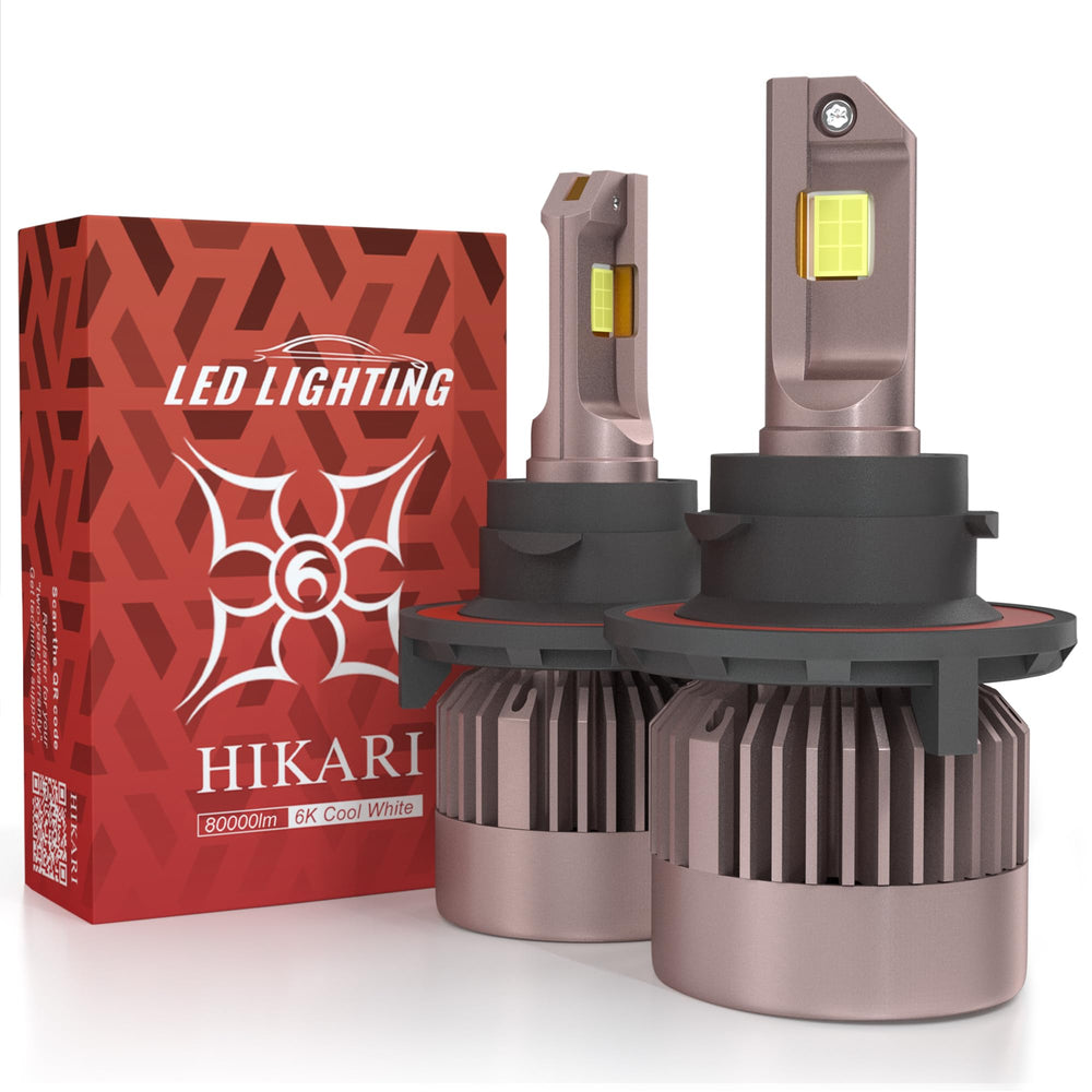 Hikari Wings H13 9008 fog light, front view, bright glow improves visibility in fog