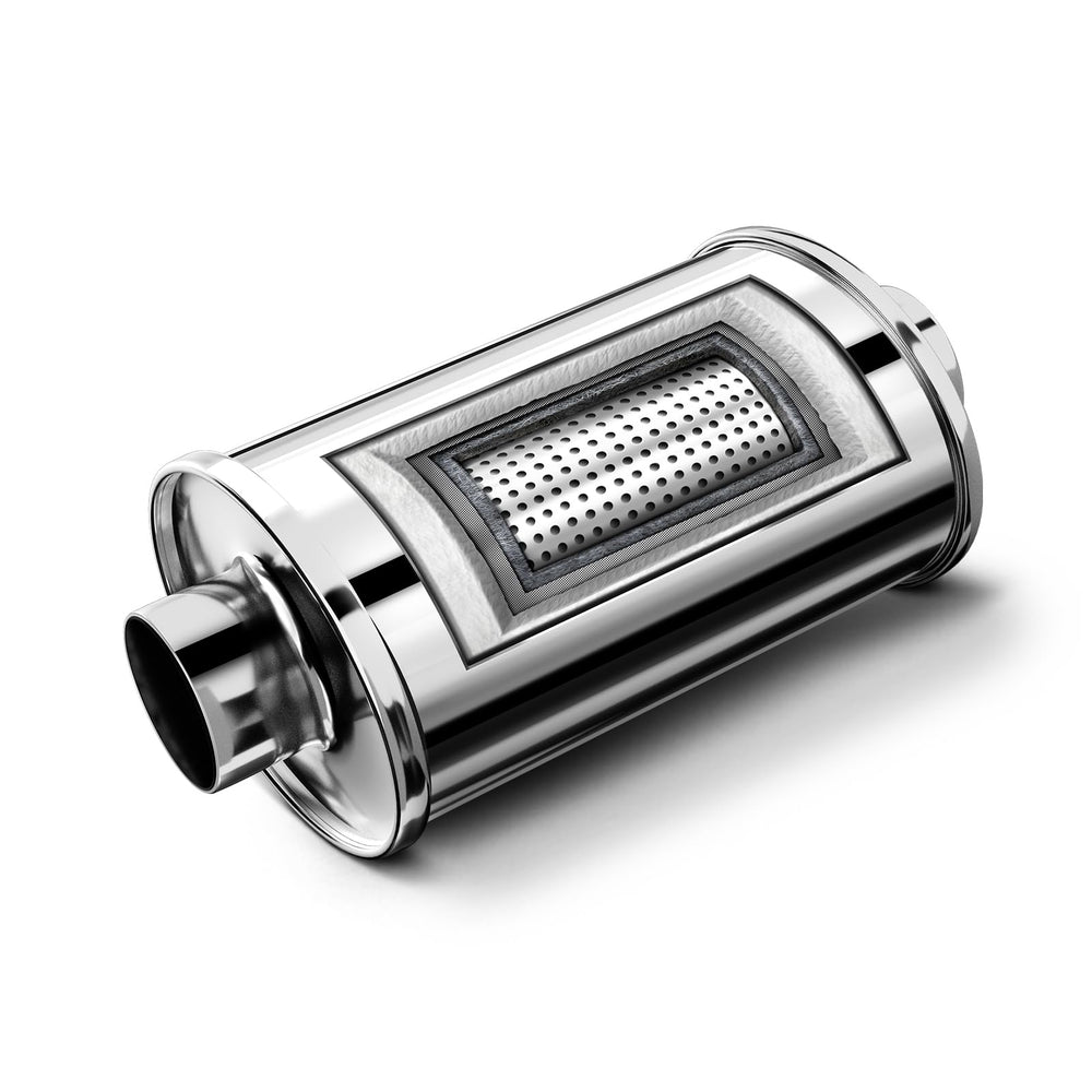 Hilmitile Resonator on 2.5 inch inlet/outlet for quieter exhaust and smoother ride.