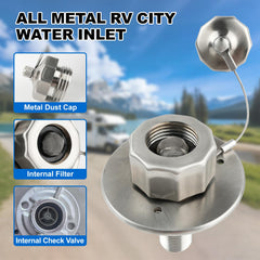 Himaweek all-metal-construction-rv-city-water-inlet withstands rugged road use for long-lasting connections.
