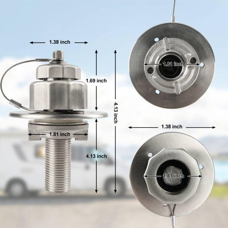 Himaweek metal-dust-cap-on-rv-city-water-inlet blocks dust and debris for cleaner fills.