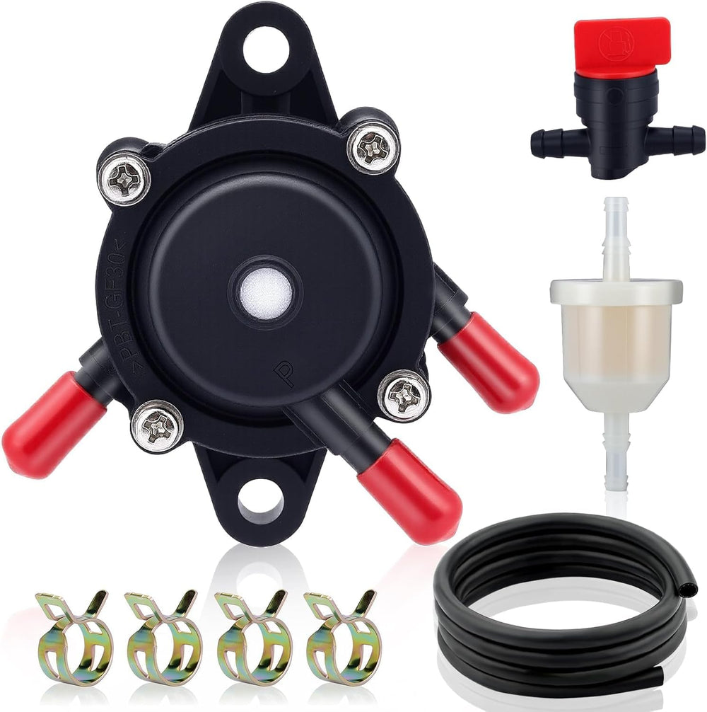 Hipa fuel pump front view; Kohler compatibility for lawn mowers.