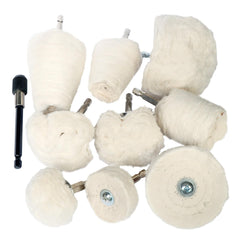 Hiqalty cotton polishing wheels kit for drill, ideal for metal buffing and chrome finishing.