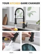 Hiqufet faucet features a towel cross bar for quick drying during cleanup