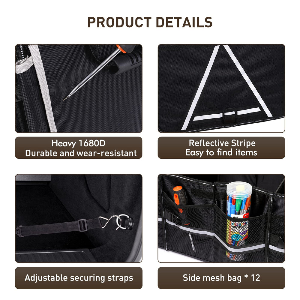 HIRALIY organizer features reflective strips and fixing belts for night use.