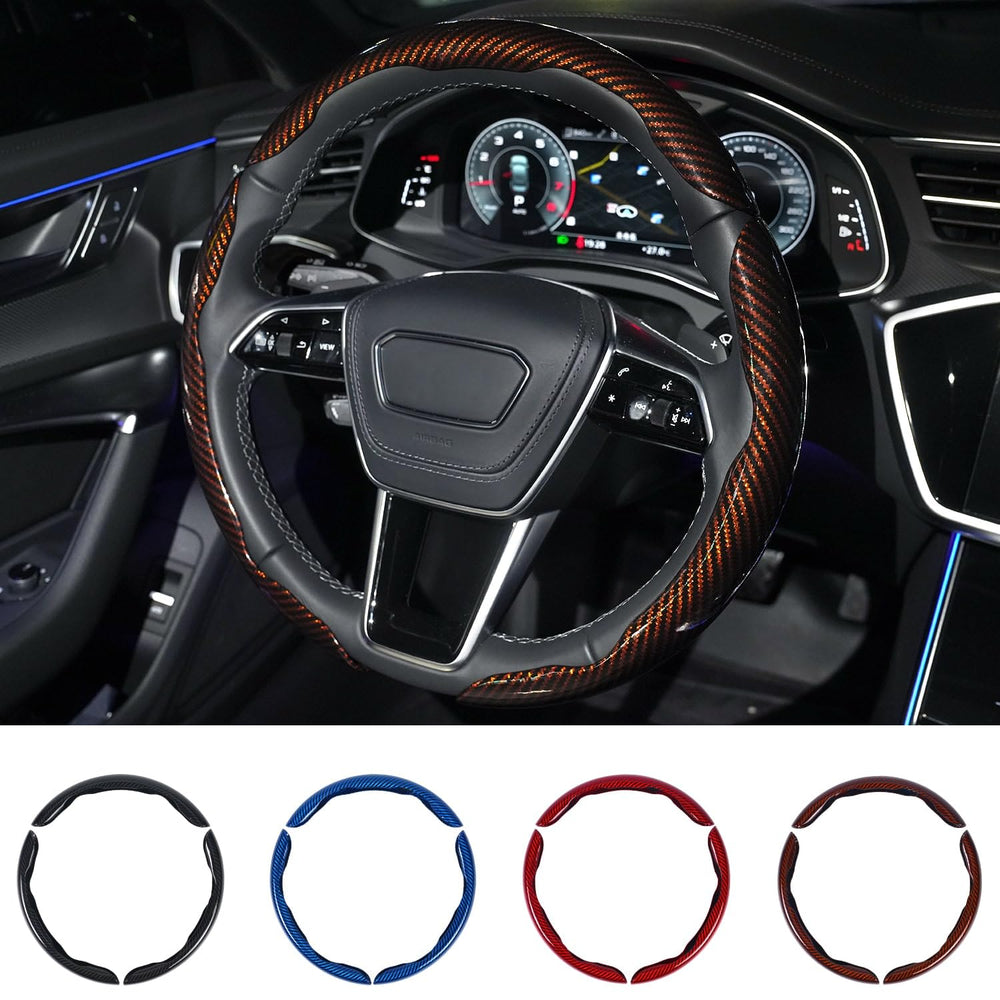 Hiseanllo carbon fiber steering wheel cover with laser-textured finish for a sporty look.