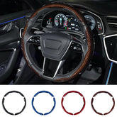 Hiseanllo carbon fiber steering wheel cover with laser-textured finish for a sporty look.