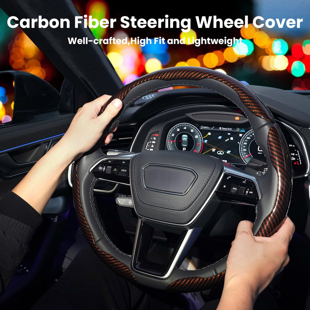 Hiseanllo carbon fiber surface shows anti-slip, sweat-resistant protection for daily driving.