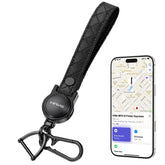 HiWe Anti-Lost Keychain black leather front view showing tracking capability