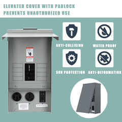 Hiweld outdoor-ready panel is suitable for job sites, RV parks, or backyards.