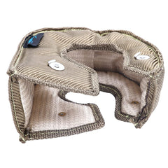 Outer basalt titanium shell of FireShield T4 for rugged heat shielding.