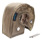 HiwowSport FireShield T4 blanket on turbocharger, protecting from heat and radiant exposure.