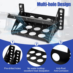 HLTIT hold-down angle bar with zinc-plated hardware secures the battery