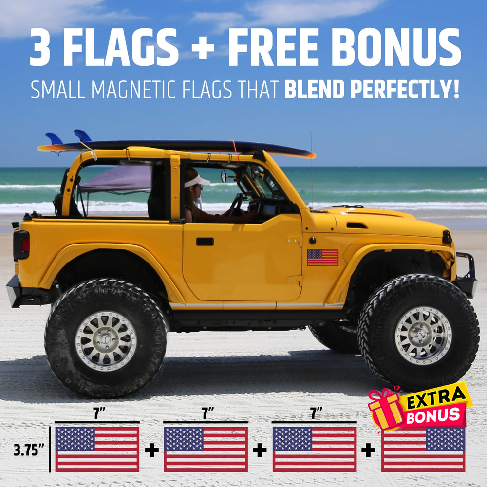 HMmagnets American flag magnet on the right side of a car keeps stars forward