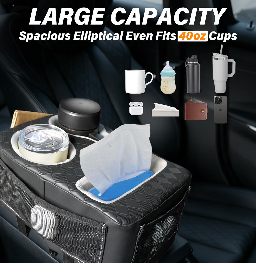HmmtyRack built-in tissue box provides convenient tissue access while driving.