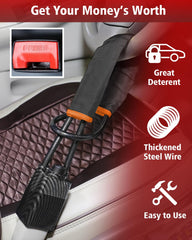 Handbag secured to a seat using the anti-theft device for deterrence