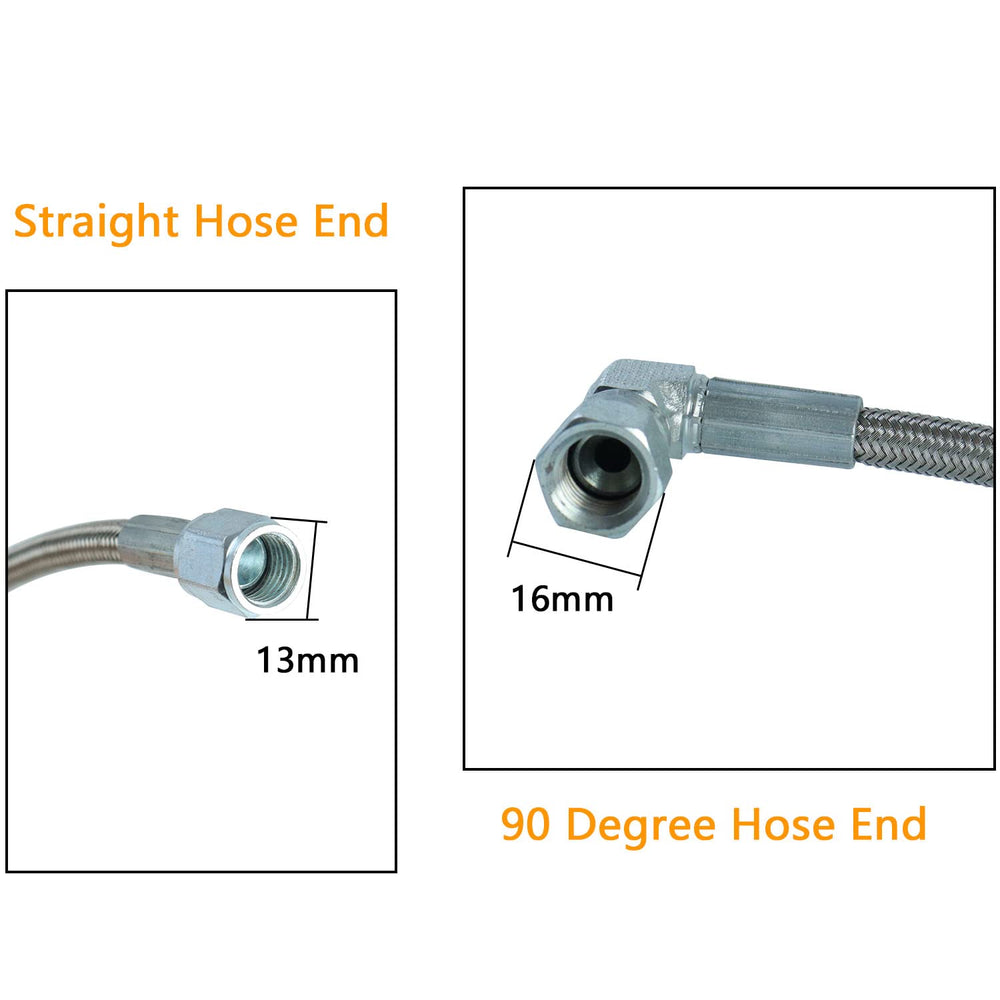HNeekyr stainless steel braided oil feed line offers heat and abrasion protection.
