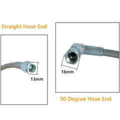HNeekyr stainless steel braided oil feed line offers heat and abrasion protection.